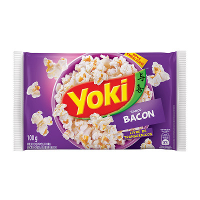 Mikrowellen Popcorn mit Speckgeschmack, GVO-frei - Pipoca para Microondas Sabor Bacon -YOKI 100g - Validade 14.09.22