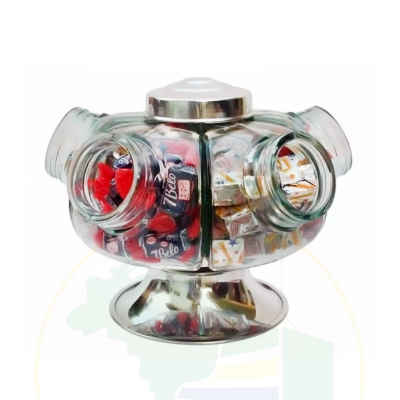 Bonboniere - Mini Baleiro giratório Retrô em vidro - 5 divisórias