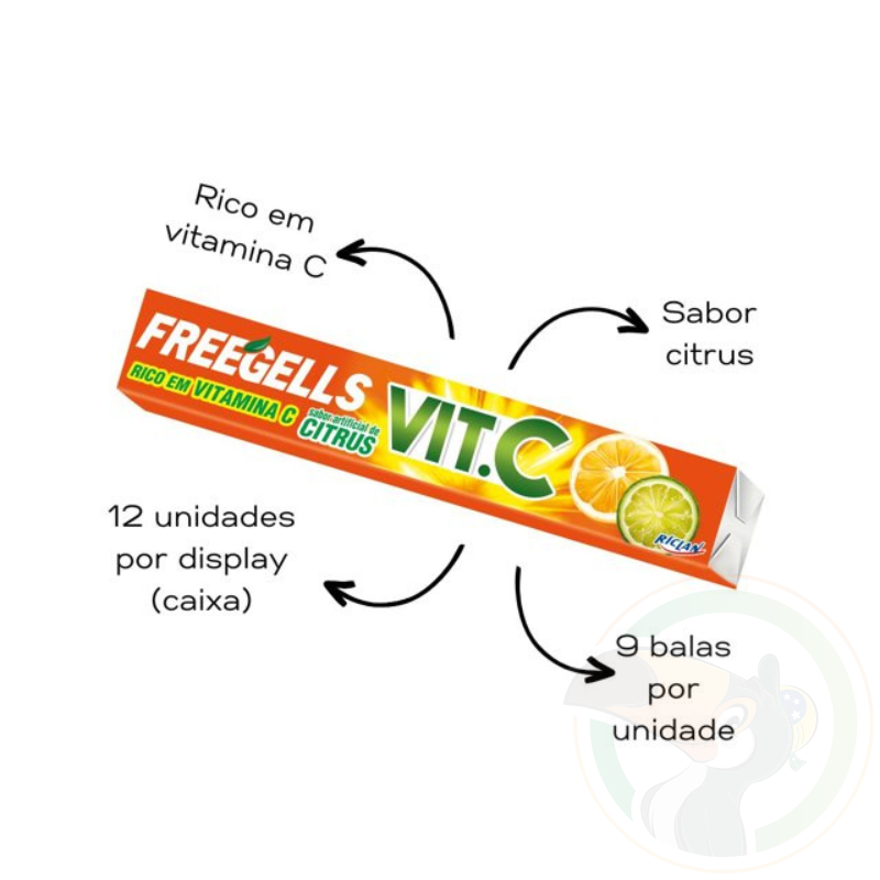 Bala Drops Freegells Citrus Vit-C Riclan - 32g